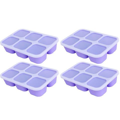 4 Forminhas de Silicone para Congelar Papinhas 60ml 6 Cubos para Comida Bebê Marcus & Marcus Lilás