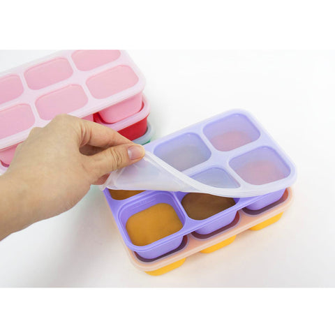 4 Forminhas de Silicone para Congelar Papinhas 60ml 6 Cubos para Comida Bebê Marcus & Marcus Lilás