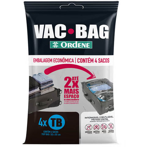 Vac Bag Trip 4 Sacos a Vácuo para Viagem 60x40cm Ordene Reutilizável Impermeável