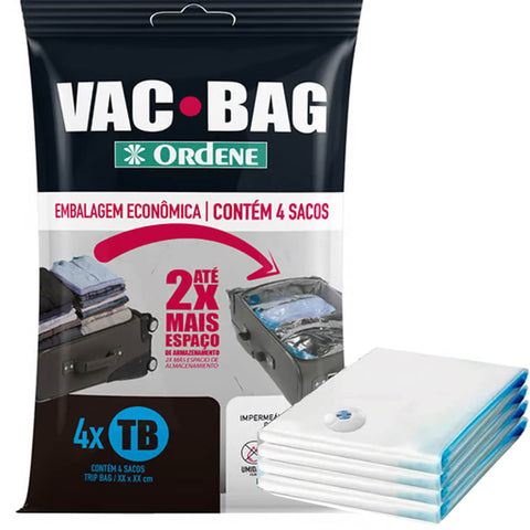 Vac Bag Trip 4 Sacos a Vácuo para Viagem 60x40cm Ordene Reutilizável Impermeável