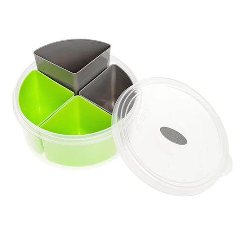Marmita Plasvale com 4 Divisórias Removíveis 1L Verde Pote Plástico com Tampa para Lanche