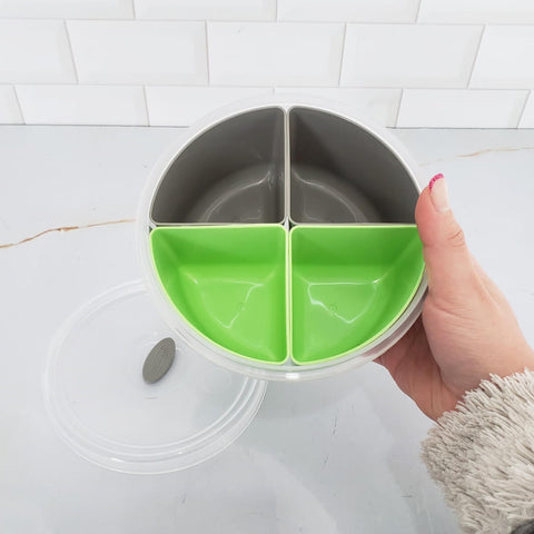 Marmita Plasvale com 4 Divisórias Removíveis 1L Verde Pote Plástico com Tampa para Lanche