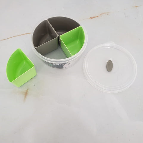 Marmita Plasvale com 4 Divisórias Removíveis 1L Verde Pote Plástico com Tampa para Lanche