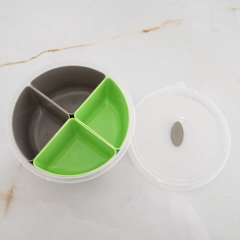 Marmita Plasvale com 4 Divisórias Removíveis 1L Verde Pote Plástico com Tampa para Lanche