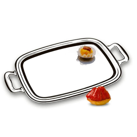 Bandeja de Inox para Servir com Alças 43x32,5cm Retangular Rasa Grande Zanella
