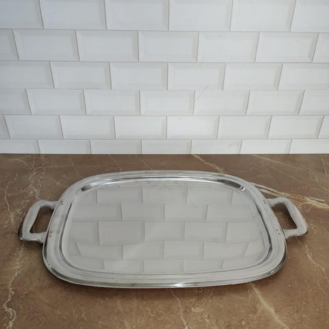 Bandeja de Inox para Servir com Alças 43x32,5cm Retangular Rasa Grande Zanella