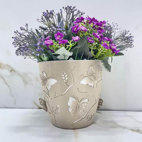 Kit 3 Vasos de Flores Plantas Cachepot 3D Floreira de Mesa Decor 700ml Plasvale Pequeno Borboletas