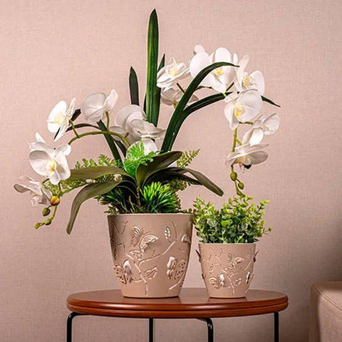 Kit Vasos de Plantas Flores 3 Cachepots Decorativos P M G Floreira de Mesa Plástico Plasvale