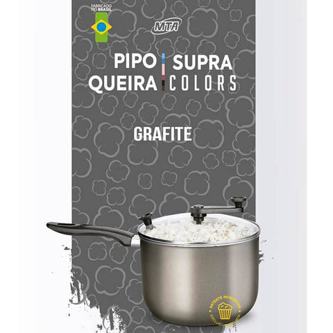 Pipoqueira Antiaderente Supra com Tampa de Vidro 4,8L MTA Grafite