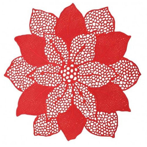 Lugar Americano Flor para Mesa de Jantar 47cm Sousplat de PVC Vermelho Yazi Unidade
