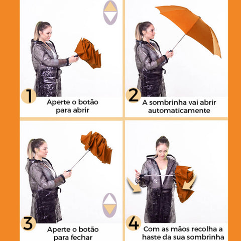 Sombrinha Invertida Automática Fazzoletti Caramelo Guarda Chuva 103cm que Abre ao Contrário