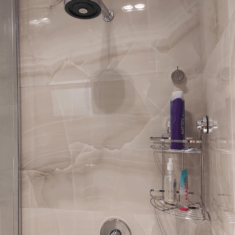 Suporte Porta Shampoo com Ventosa de Canto Aço Cromado Banheiro Faciliti Schmitt