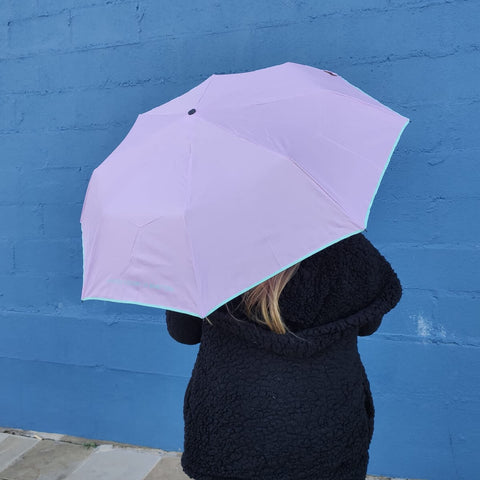 Mini Sombrinha 96cm Guarda Chuva Fazzoletti Automático Bolsa Benetton Colors Lilás Pétala e Azul