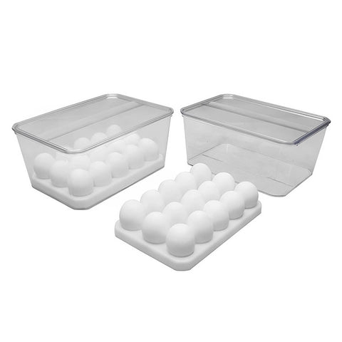 Organizador de 30 Ovos Geladeira 4L Cesto Empilhável com Tampa 26x18cm Multiuso