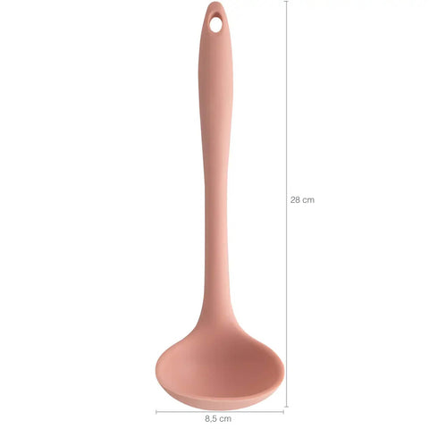 Conjunto Talheres de Silicone Rosa Cozinhar 5 peças Colher Concha Espátula Pincel Pegador OU