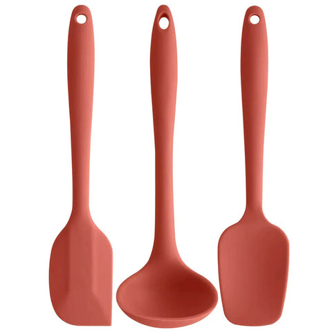 Conjunto 3 Talheres de Silicone para Cozinhar Terracota Concha Colher Espátula OU