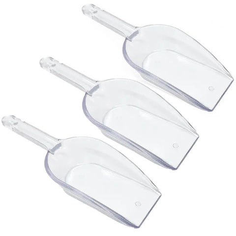 Kit 3 Colher Medidora Plástico Pás Dosadoras para Grãos Cereais Ração Cozinha Multiuso Transparente