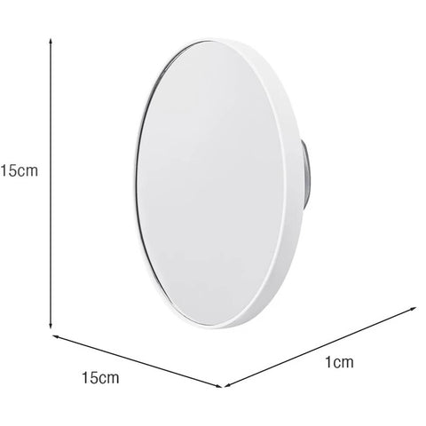 Espelho de Aumento Redondo Branco com 2 Ventosas para Banheiro 14cm UZ