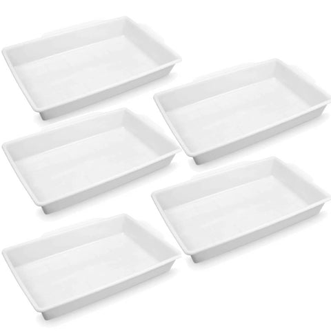 5 Bandejas Plásticas para Açougue 40x61x10cm Alimentos 17L Grande Retangular Plasvale