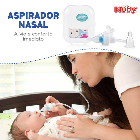 Aspirador Nasal Bebê com Filtro Estojo Nûby Sugador Limpador Higiene Infantil Transparente