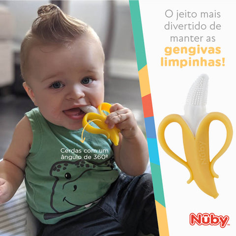 Massageador de Gengiva Bebê Banana Nûby Mordedor Escova Massageadora Infantil