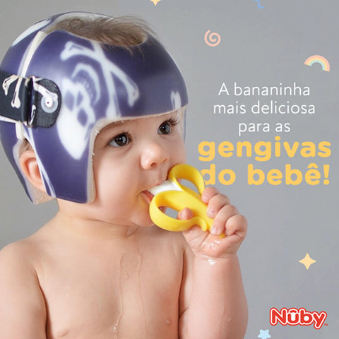 Massageador de Gengiva Bebê Banana Nûby Mordedor Escova Massageadora Infantil