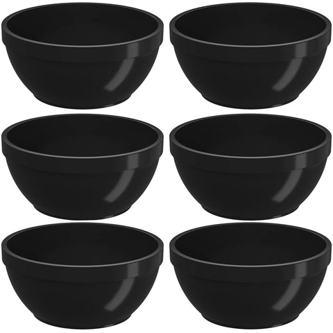 Kit 6 Tigelas Bowls Cumbucas 300ml Para Servir Preto Uno Coza 11,5x5cm Redondo Potinhos