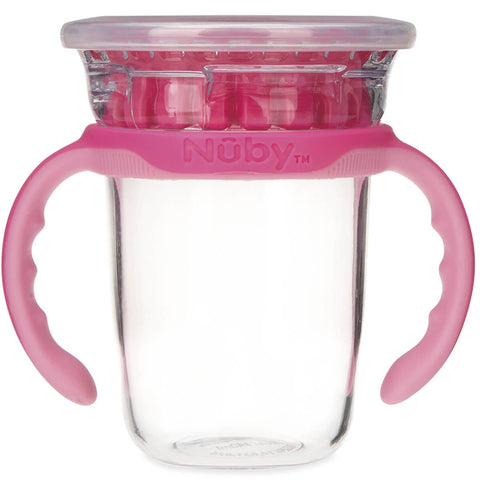 Copo Inteligente 12m 360 Nûby Menina Infantil 240ml Transição Antivazamento com Alças Rosa