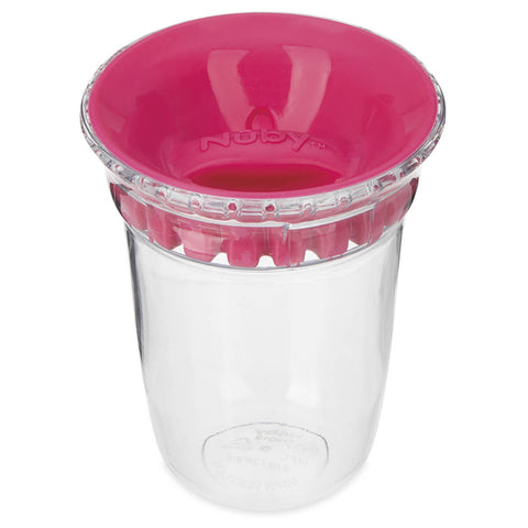 Copo Inteligente 12m 360 Nûby Menina Infantil 240ml Transição Antivazamento com Alças Rosa