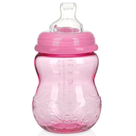 Copo de Transição Antivazamento Núby Infantil Menina 240ml 3m+ Rosa Tampa Alças Removíveis