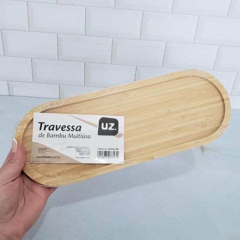 12 Bandejas Em Bambu Oval Travessa Gamela 33x12cm Petisqueiras Bandejas Multiuso UZ Decorar Restaurante