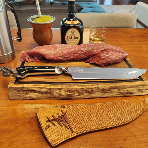 Faca Forjada 10mm Torcida Aço Inox 420c Rabo de Rato Artesanal 10' Bruta para Churrasco