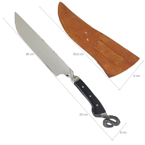 Faca Forjada 10mm Torcida Aço Inox 420c Rabo de Rato Artesanal 10' Bruta para Churrasco
