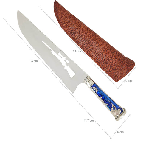 Faca Caçador Javali Sniper Rifle Vazado 10' Aço Inox 420c Picanheira para Churrasco