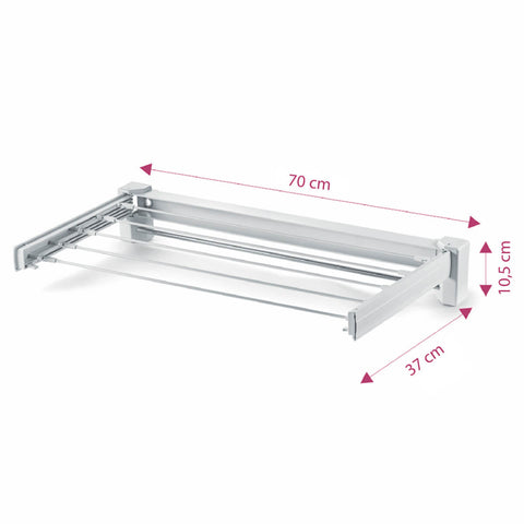 Varal de Roupas Retrátil 70cm Ordene Inox de Parede Estendedor Log Branco