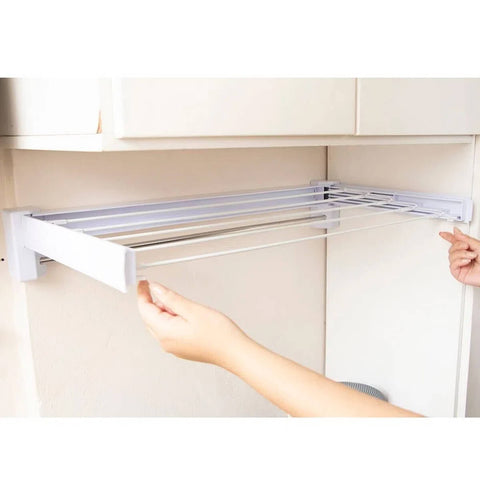 Varal de Roupas Retrátil 70cm Ordene Inox de Parede Estendedor Log Branco