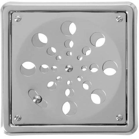 Grelha Quadrada Ralo Inox 10x10cm com Caixilho Fecho Anti-inseto Caixa Sinfonada