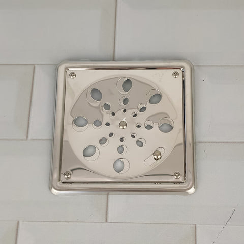 Grelha Quadrada Ralo Inox 10x10cm com Caixilho Fecho Anti-inseto Caixa Sinfonada