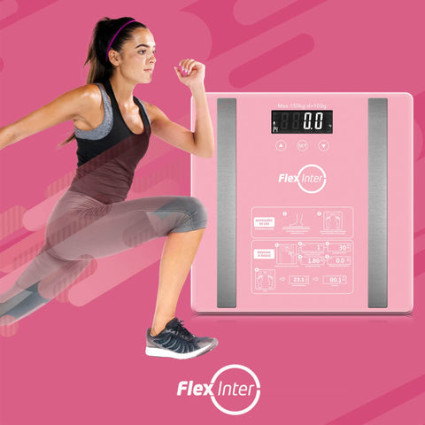 Balança Digital Corporal com Bioimpedância 150kg Rosa Simple FlexInter Fit