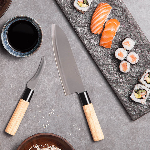 Conjunto de Facas Japonesas 8' 7' 3' Sashimi Carne Legumes Mundial Cabo de Madeira Jogo 3 Peças