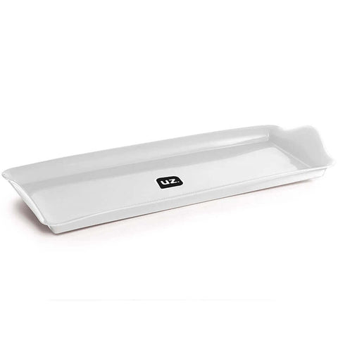 Bandeja de Plástico Retangular Branco Decorativa 38x16cm Uz Servir Organizar