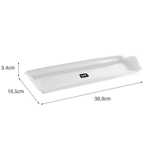 Bandeja de Plástico Retangular Branco Decorativa 38x16cm Uz Servir Organizar