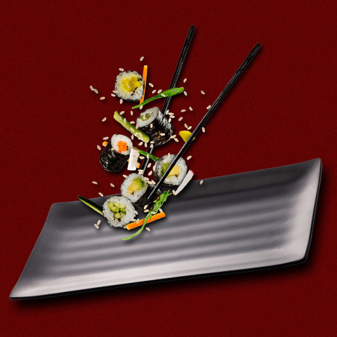 Prato Sushi Melamina Preto 30x15cm Lyor Tóquio Plástico Comida Japonesa