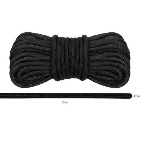 Paracord 550 Libras 4mm Corda de Sobrevivência 250kg Resistente 10 Metros Preta Guepardo