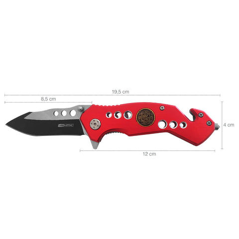 Canivete Tático Aço Inox 420 Brook NTK Canivete Dobrável Corta Cinto Quebra Vidro Vermelho