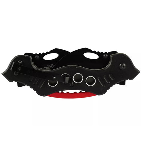 Canivete Diablo Nautika Tático com Duas Lâminas Aço Inox 420 Preto Pescaria Camping com Bainha