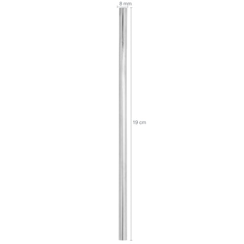 Kit 20 Canudos Retos 8mm 19cm De Aço Inox Reutilizáveis Bortonaggio