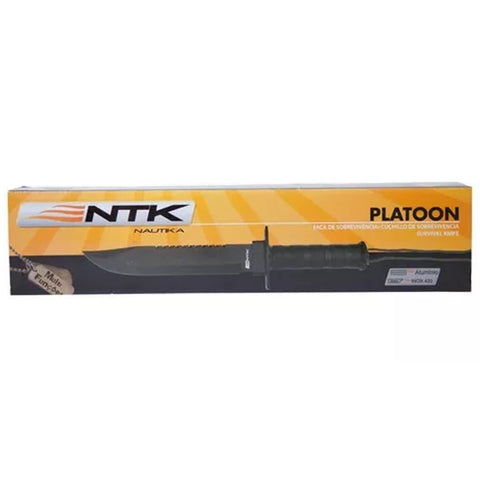 Faca Platoon com Kit de Sobrevivência Nautika 9' Tática Pesca Lâmina Aço Inox Preta +15 Funções