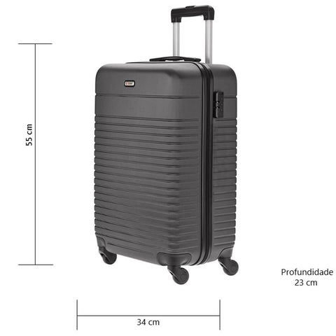 Mala de Bordo Tonin Rígida Rodinhas 360 Viagem Gaia Cappuccino 34x23x55cm Pequena