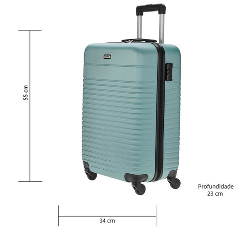Mala De Viagem Tonin Rígida Bagagem De Mão Rodinhas 360 Gaia Bordo Verde 34x23x55cm